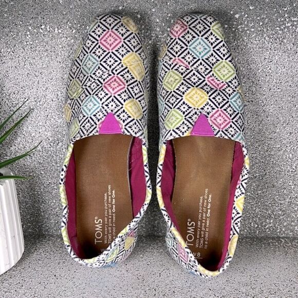 Toms Multicolored Slip On Flats Loafers Shoes Boho Hippie Size 8 - Picture 7 of 8